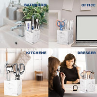 Toothbrush Holder for Bathroom Countertop – 3 Slot Electric Toothbrush & Toothpaste Organizer, Marble White Vanity Storage Cup for Shower & Sink