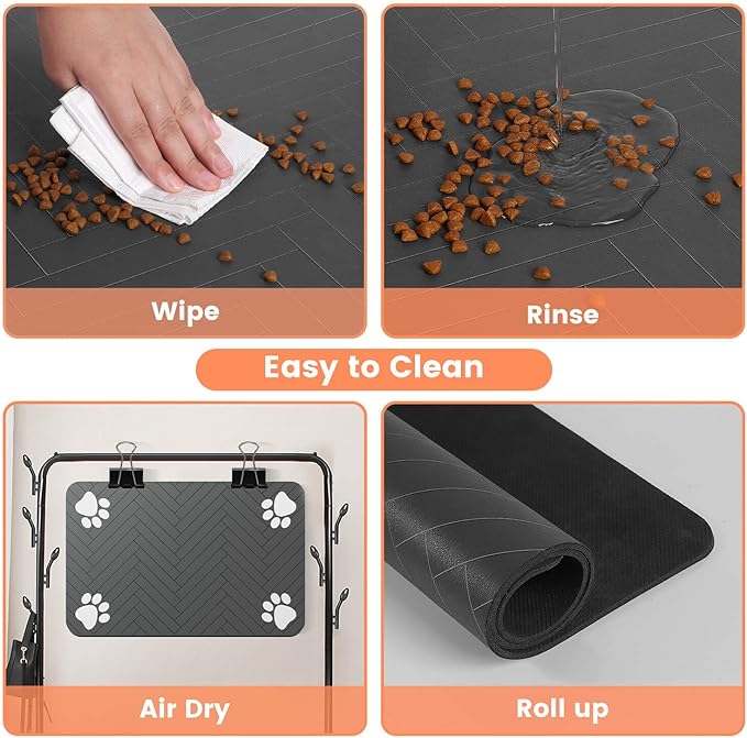 Dog mat absorbent placemat for Food and Water Bowl, Liquid rubber waterproof Backing, Quick-Dry, 20"x12"