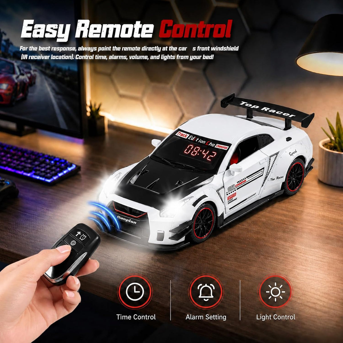 Car Loud Alarm Clock for Heavy Sleepers Adults with Engine Sound