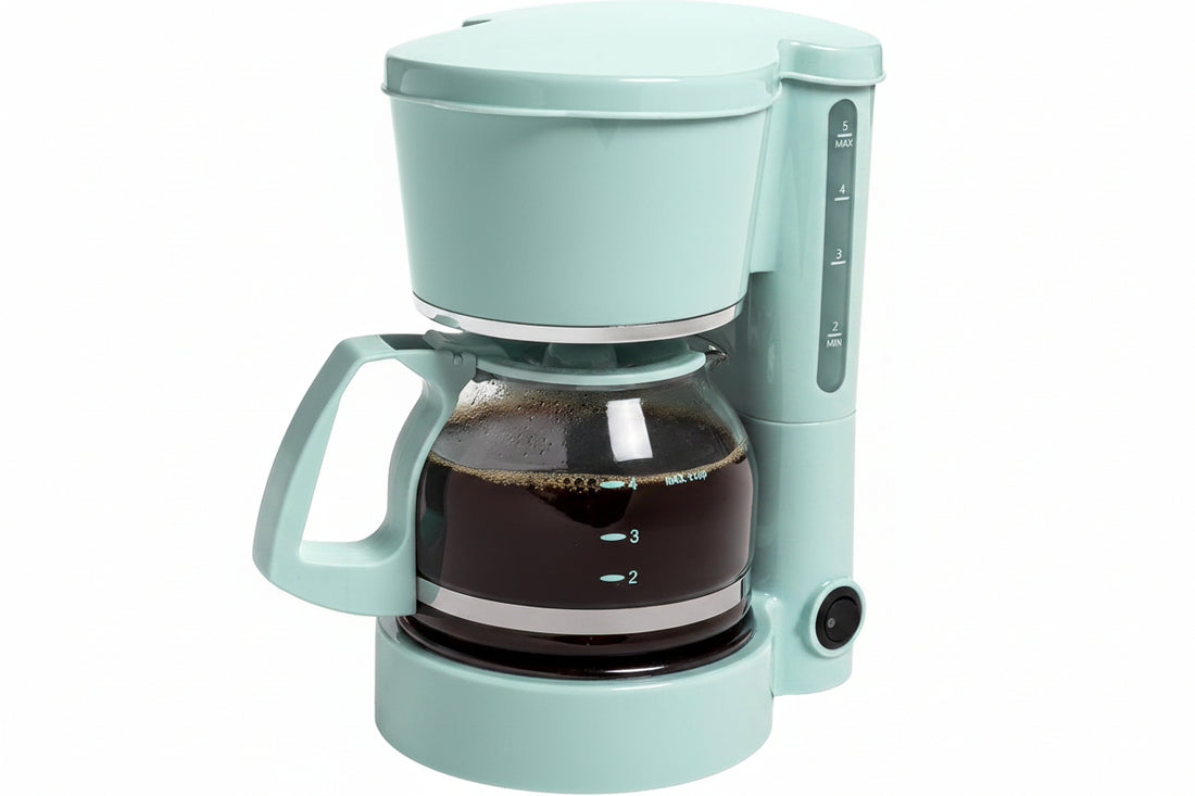 5-Cup Drip Coffee Maker with Reusable Filter & Glass Carafe