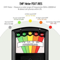 Color Tree Handheld LED EMF Magnetic Field  Detector, Electromagnetic Paranormal Equipment, 50Hz-20,000Hz (Black)