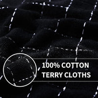 100% Cotton Terry Kitchen Towels 4 Pack – Black Checkered Dish Towels, Soft Super Absorbent Kitchen Hand Towels, 13 x 28 Inches