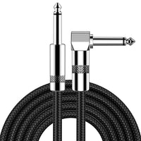 New Bee Guitar Cable 10FT Right Angle to Straight Instrument Cable Electric Guitar Bass AMP Cord Black-2 PACK