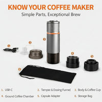 Portable Electric Espresso Machine – Self-Heating Travel Coffee Maker