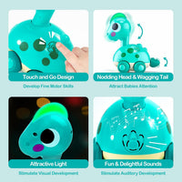 Dinosaur Toy – Touch & Go Crawling Dinosaur with Music, Lights & Obstacle Avoidance for Toddlers
