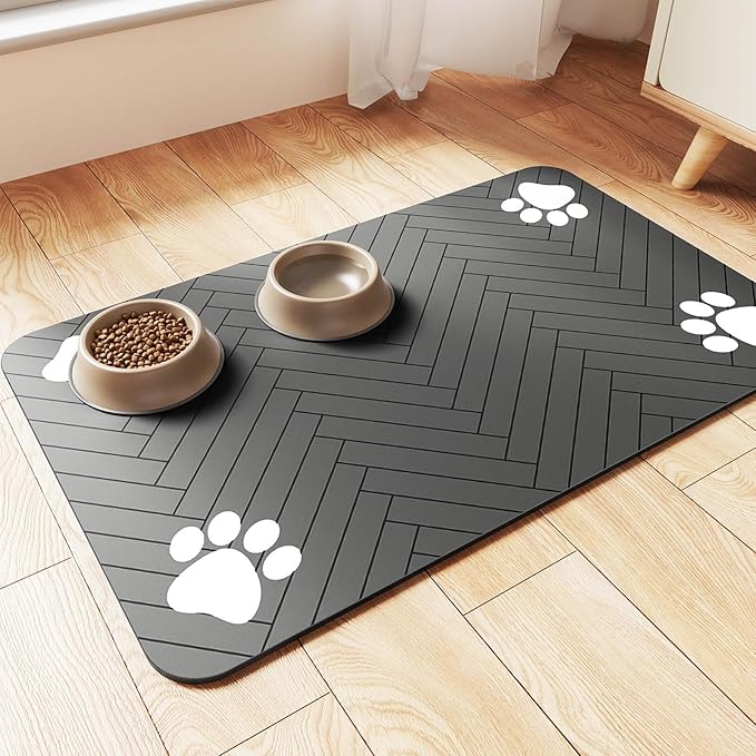 Dog mat absorbent placemat for Food and Water Bowl, Liquid rubber waterproof Backing, Quick-Dry, 20"x12"