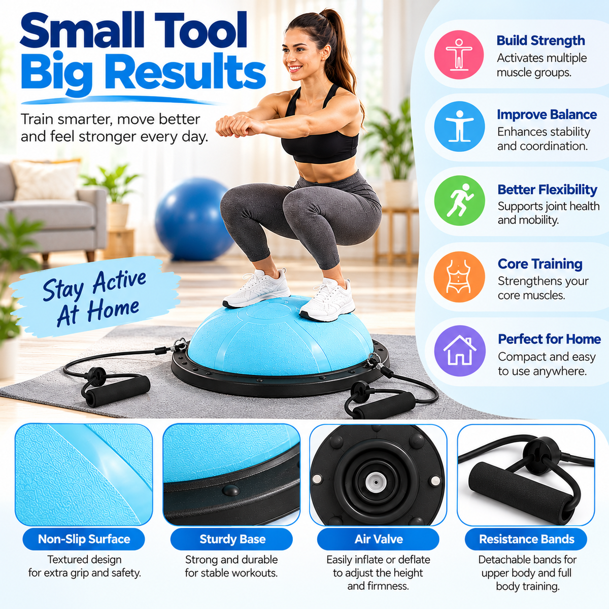 Balance Ball for Yoga, Core Strength, Stability Training, Balance Exercises and Home Gym Workouts
