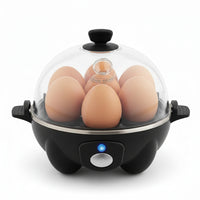 7 egg electric egg cooker in black for kitchen breakfast preparation