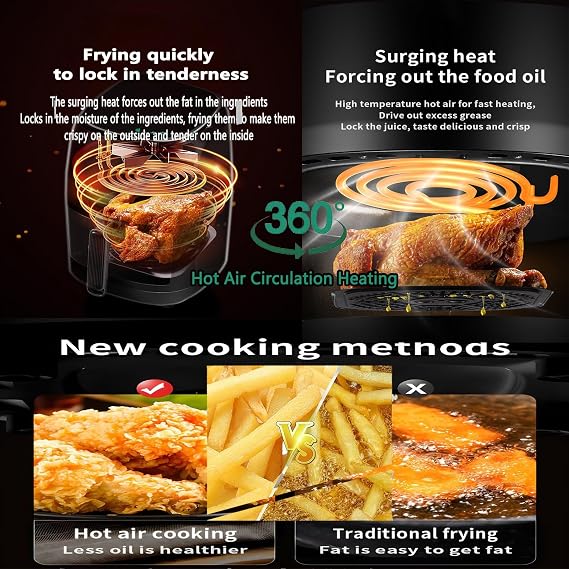 Large 8L Air Fryer with 360° Heating Technology