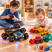 Black 8-wheel gesture control RC stunt car with remote controller
