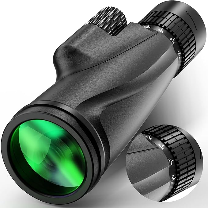 80x100 high power monocular telescope front view