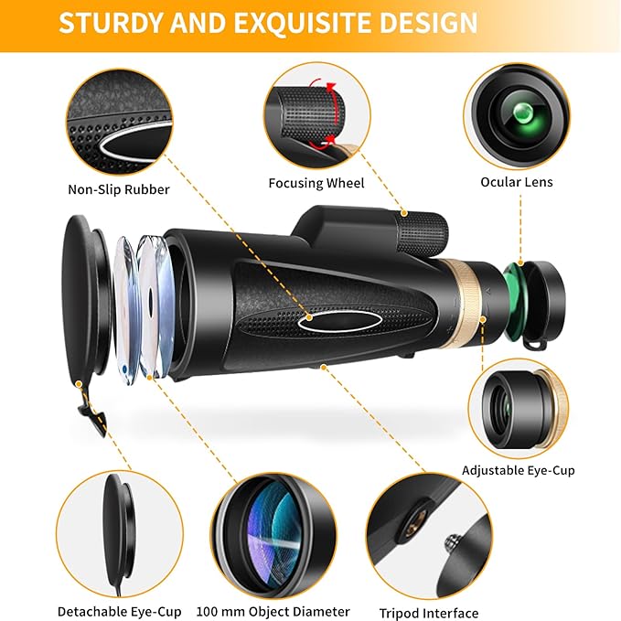 Monocular telescope with smartphone adapter attached