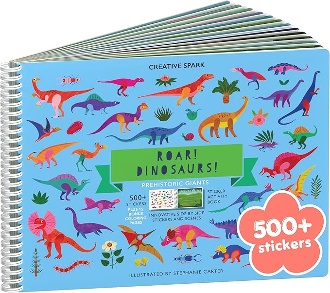 Sticker Books Animals Habitat 500+ Kids Toddler Airplane Travel Activity, Coloring & Sticker Book, 12 Pages + 12 Scenes for Ages 2–8 Years