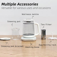 1.5L Glass Electric Kettle & Tea Maker – 9-in-1 Multi-Function Stew Pot