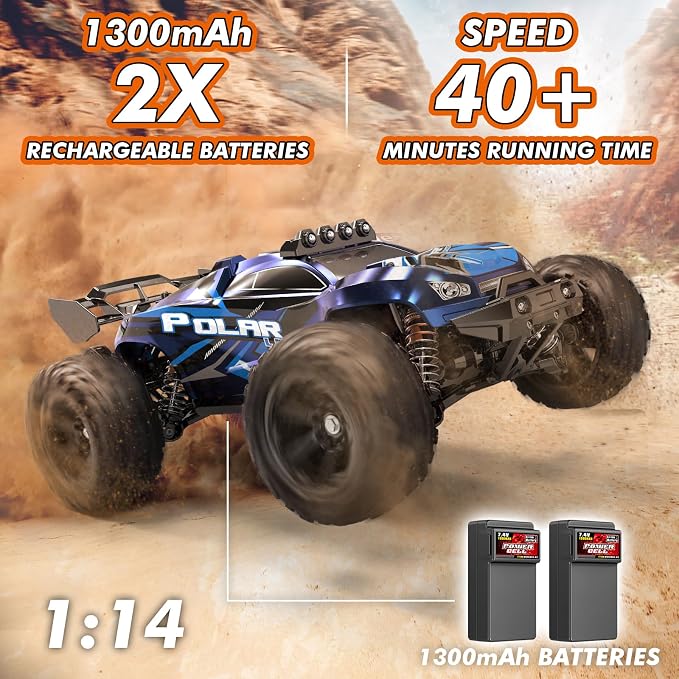 RC Cars 1:14 Scale – 4WD Off Road Remote Control Car, 40+ KPH High-Speed Racing Truck for Adults & Boys