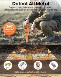Diamond Metal Detector Pin pointer – Professional Waterproof Handheld Wand – High Sensitivity 360° Detection – Treasure Pinpointing Finder Probe for Adults & Kids (Orange)