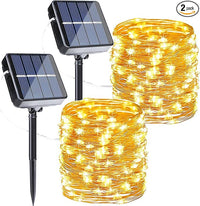 Solar Fairy Lights Outdoor 80FT 240 LED Waterproof String Lights 8 Modes Warm White Garden Patio Decoration 2 Pack