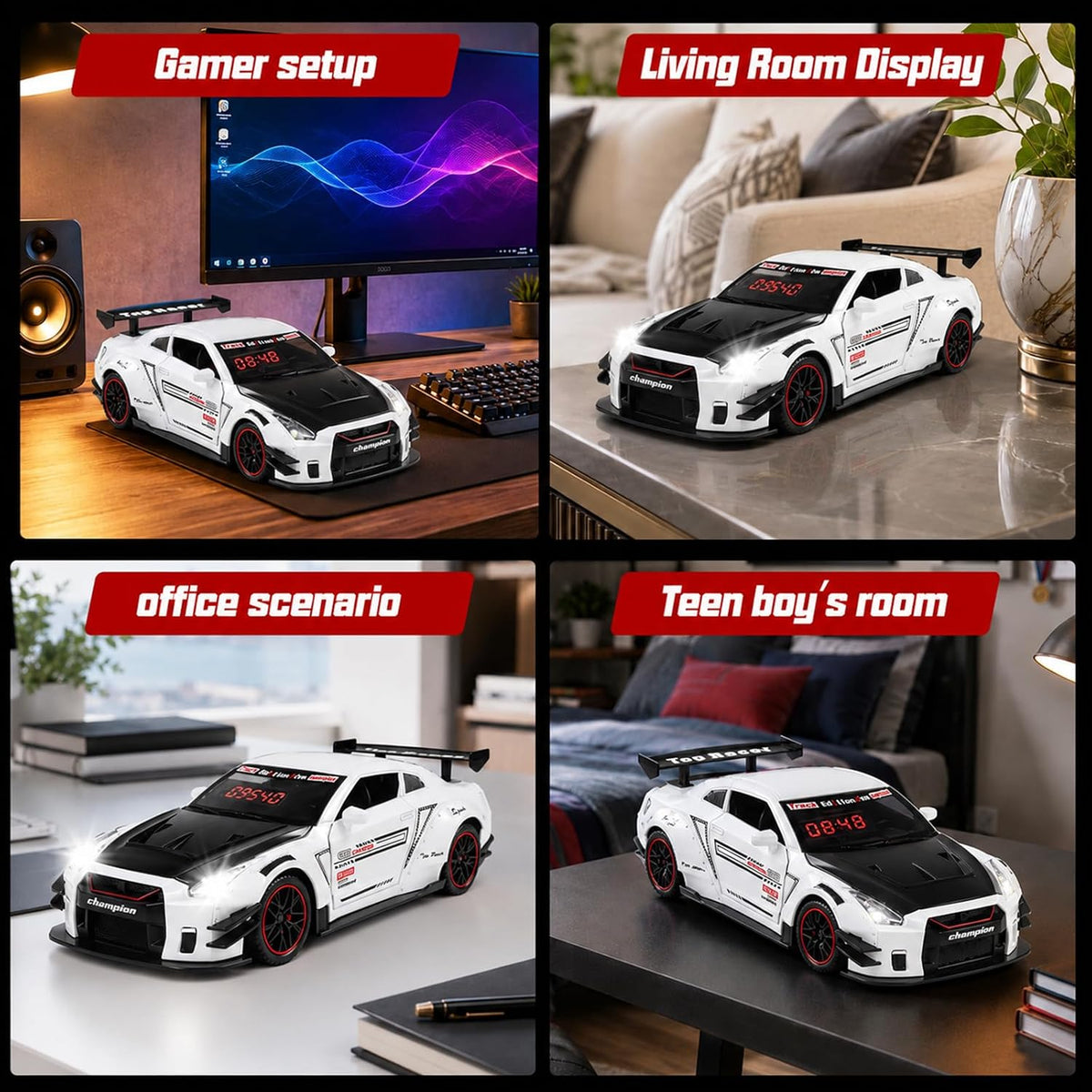 Car Loud Alarm Clock for Heavy Sleepers Adults with Engine Sound