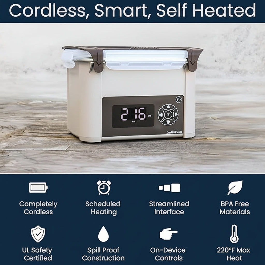Cordless Electric Lunch Box 4-Cup Portable Meal Container for Adults