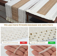 Handmade Placemats Set of 6 – Natural Cotton Burlap & Water Straw Woven Table Mats, Farmhouse Macrame Dining Placemats for Kitchen & Dining Table