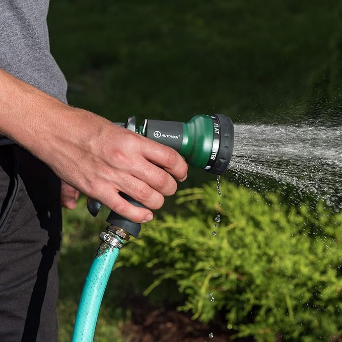 Garden Hose Nozzle – ABS Water Spray Nozzle with 7 Adjustable Watering Patterns for Lawn, Plants, Car Washing & Pet Showering