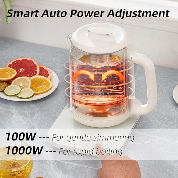 1.5L Glass Electric Kettle & Tea Maker – 9-in-1 Multi-Function Stew Pot
