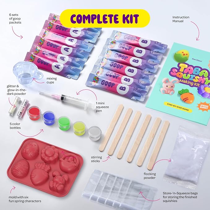 Squishy Toy, Easter Squishy Making Kit for Kids – DIY Squishies Craft Kit, Soft Squeeze Toy & Creative Easter Activity Gift