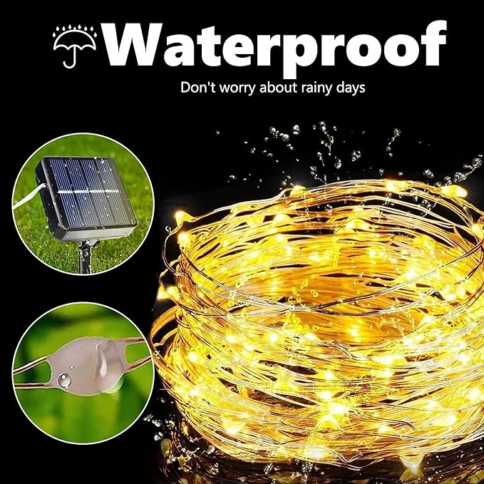 Solar Fairy Lights Outdoor 80FT 240 LED Waterproof String Lights 8 Modes Warm White Garden Patio Decoration 2 Pack