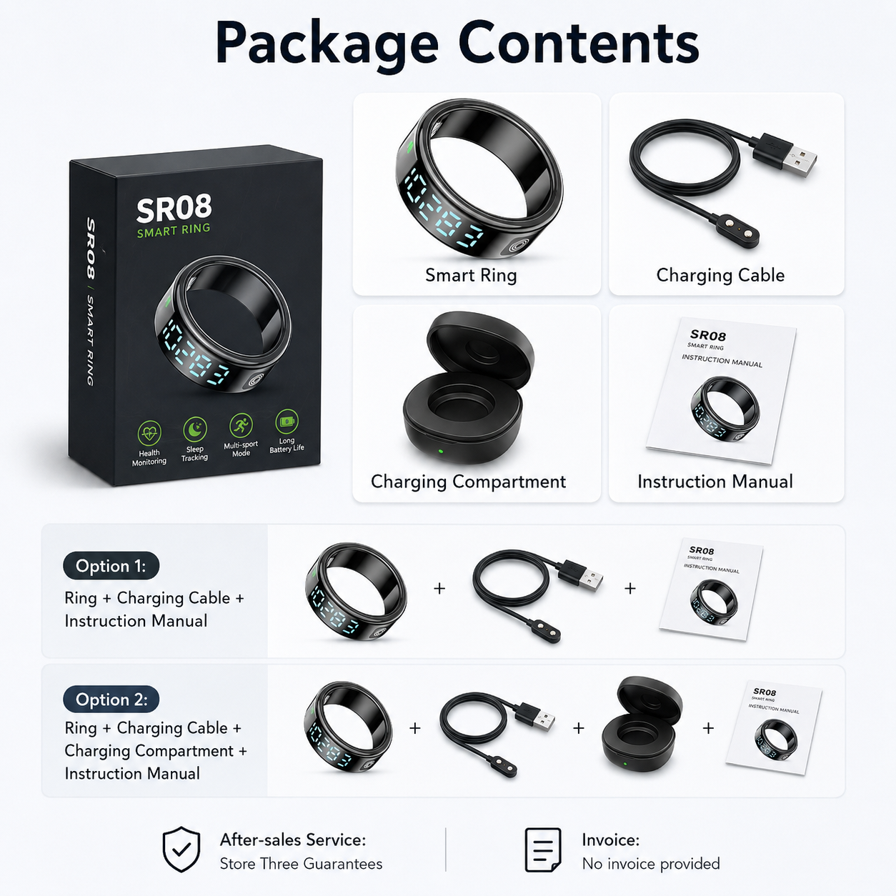 SR08 Smart Ring with Pedometer, Heart Rate, Sleep Tracking