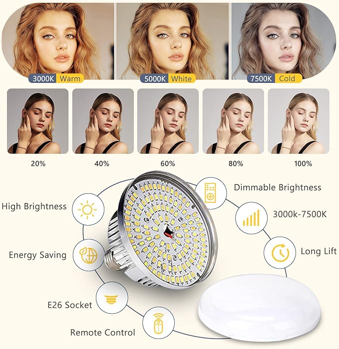 85W LED bulb with adjustable color temperature for softbox