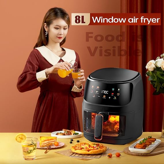 Smart Air Fryer 8L with 360° Hot Air Heating