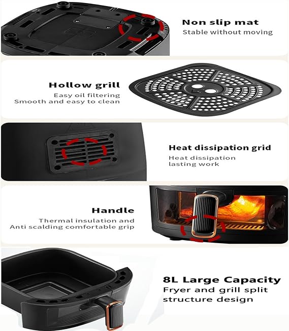 black 8 litre electric air fryer