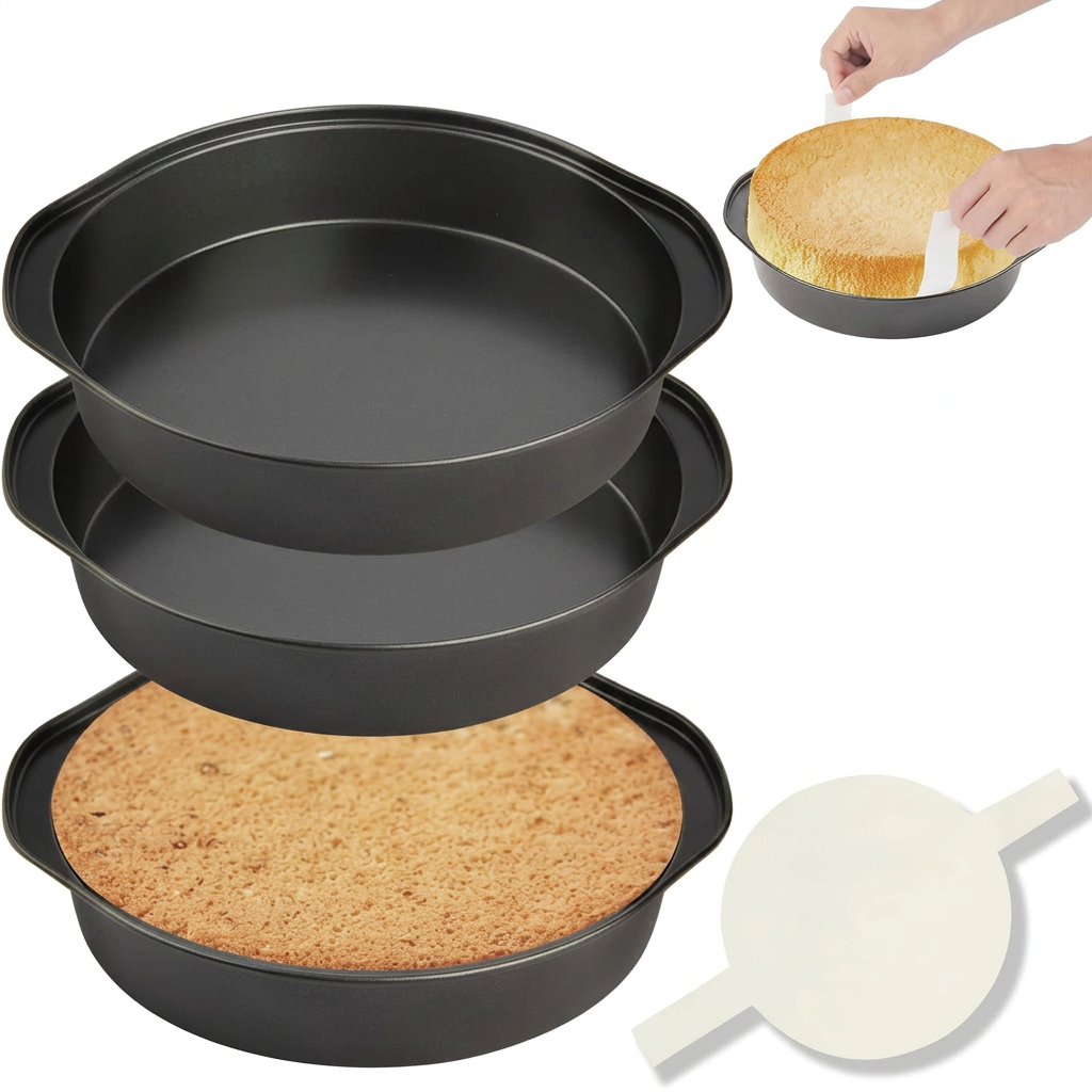 Round carbon steel cake pans set of 3