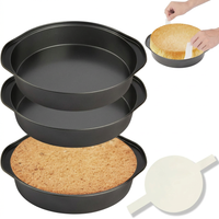 Round carbon steel cake pans set of 3