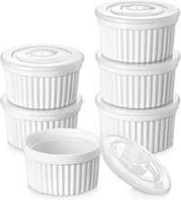 White ceramic ramekins with lids set of 6