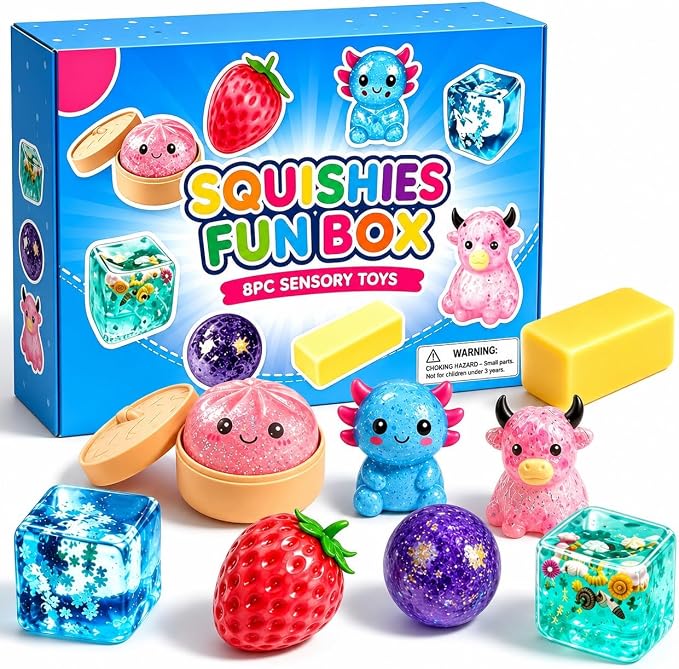 8PCS squishy mystery box set with assorted toys