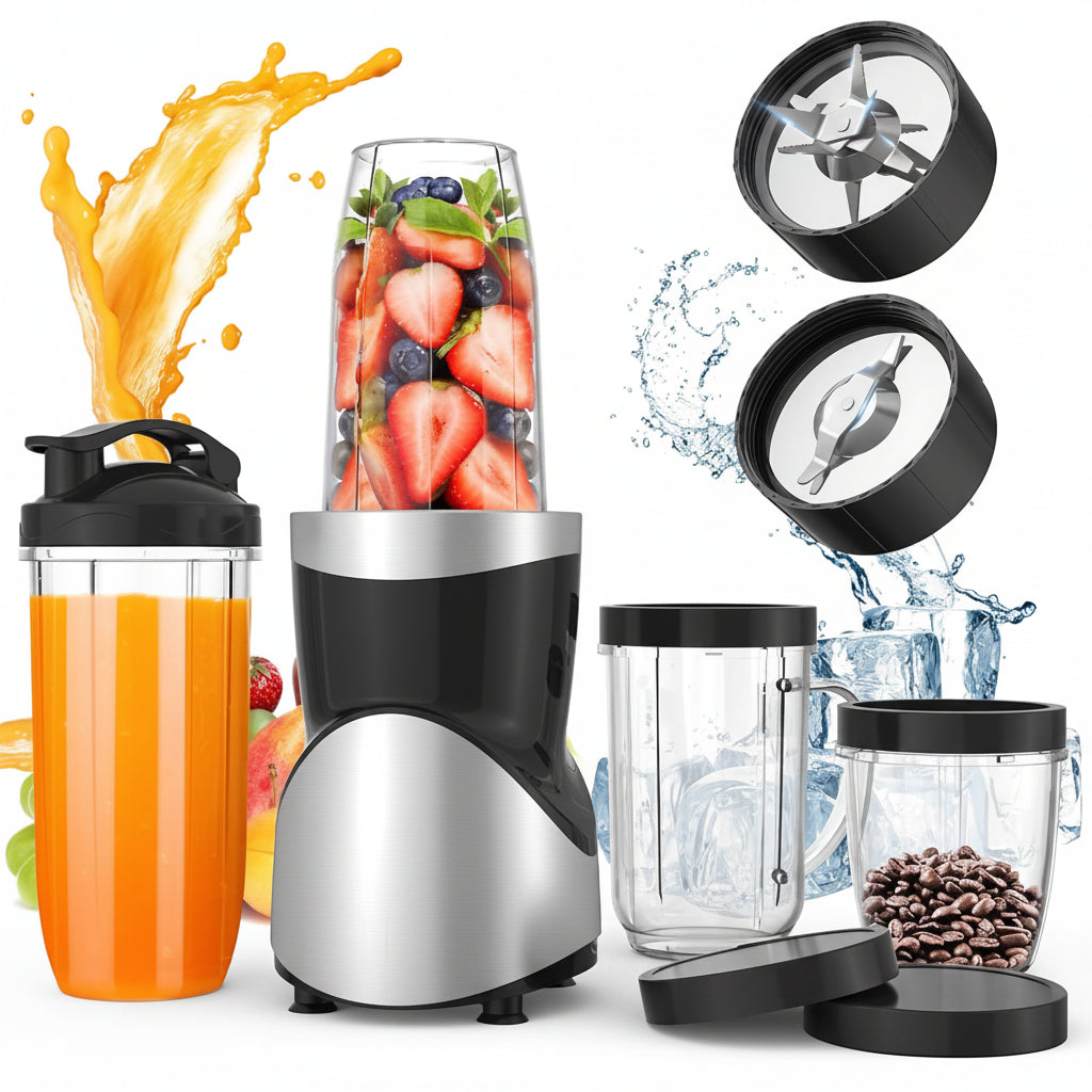 900W personal blender and grinder combo with multiple accessories