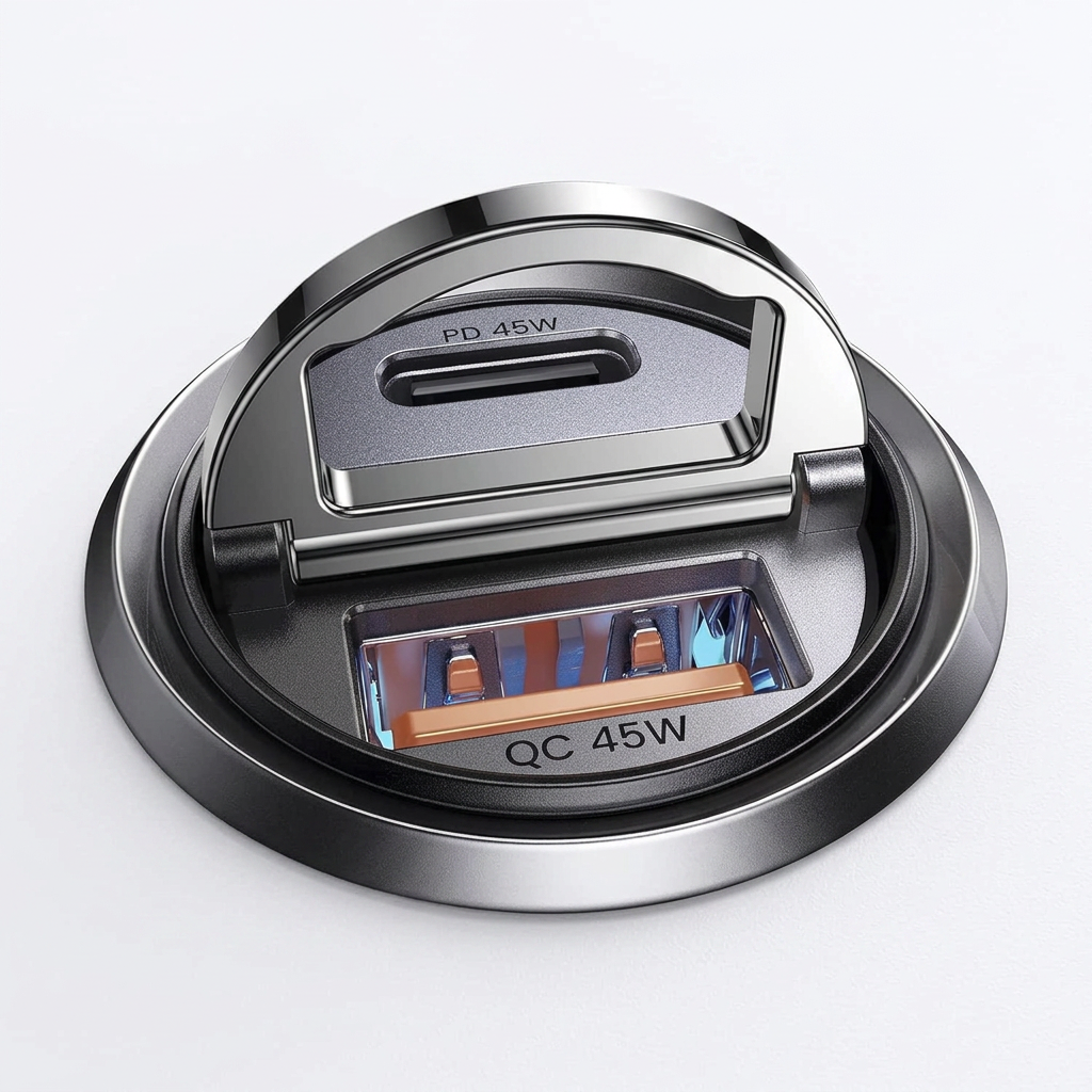 90W USB-C car charger with PD45W and QC3.0 dual ports fast charging