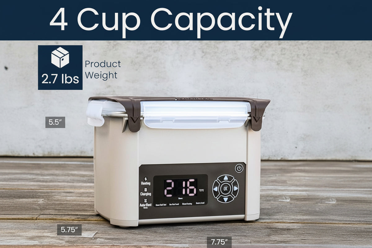 Cordless Electric Lunch Box 4-Cup Portable Meal Container for Adults