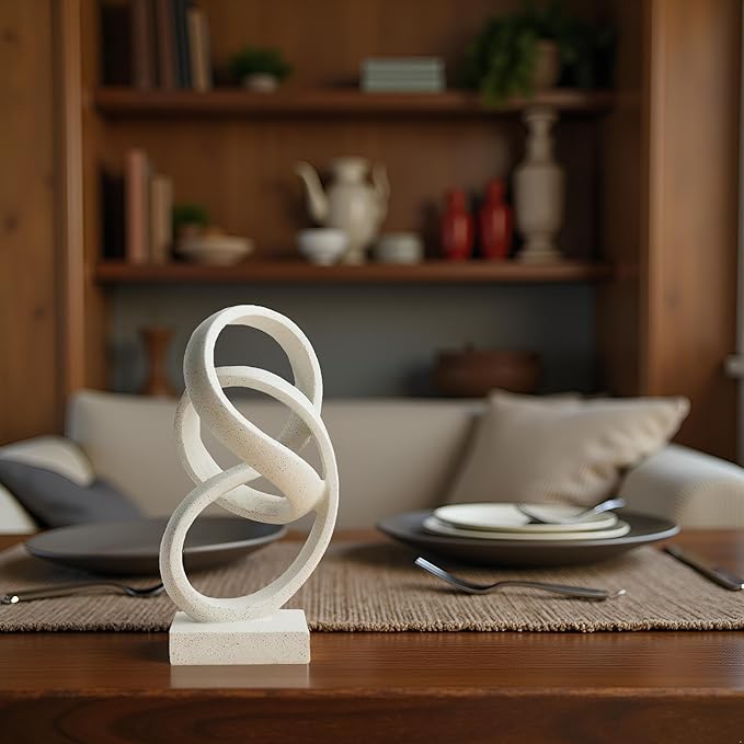 Elegant White Tabletop Sculpture for Shelves