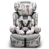 Adjustable baby car seat with padded headrest and harness