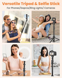 Adjustable and Sturdy 85" Tall Tripod Stand for iPhone and Android Phones, Ideal for Cooking, Fitness, and Vlogging