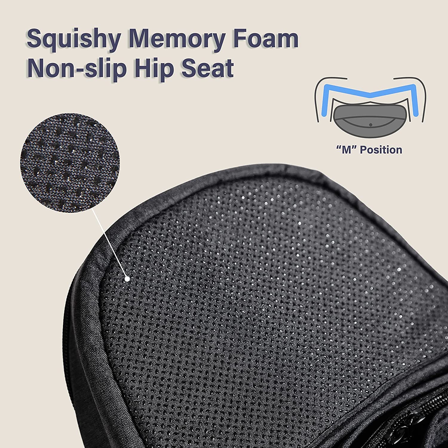 Adjustable baby carrier with ergonomic hip seat, providing comfort for long travel.