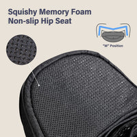 Adjustable baby carrier with ergonomic hip seat, providing comfort for long travel.