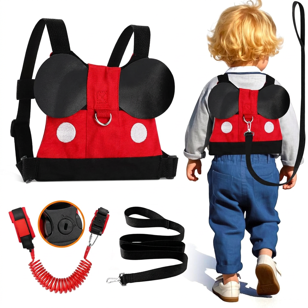 Lightweight adjustable baby walking harness with detachable support straps