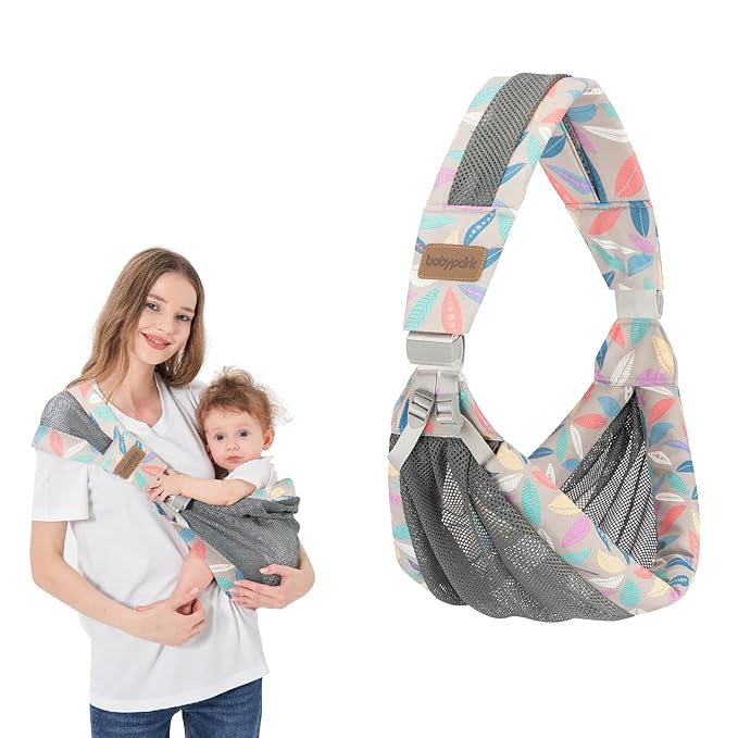 Adjustable one shoulder baby carrier sling, breathable mesh for newborns to toddlers.