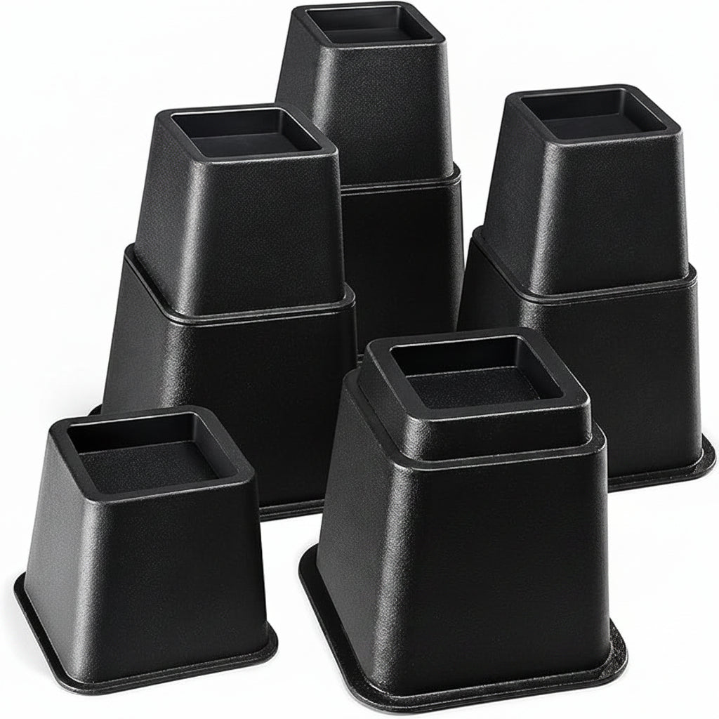 Adjustable bed risers 4 pack for raising beds, tables, couches, and home furniture.