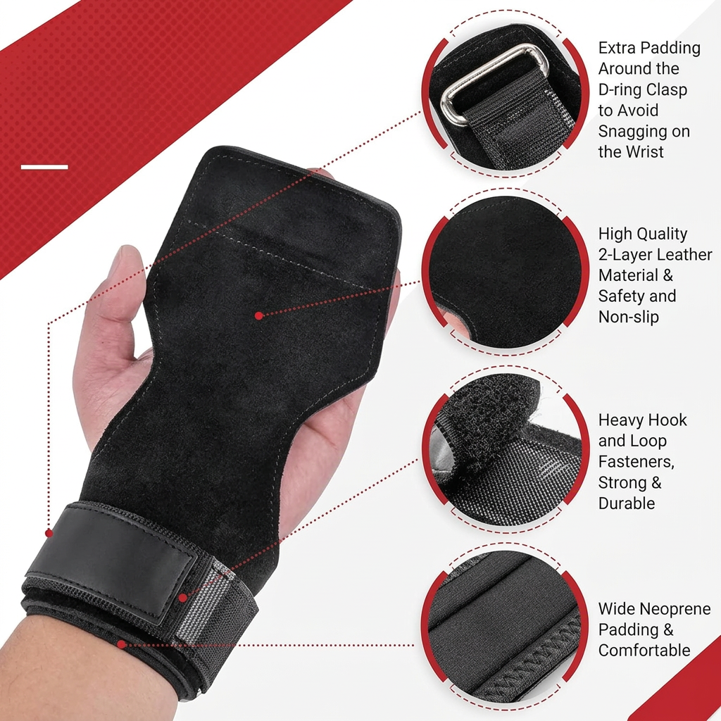 Double Layer Leather, Neoprene Padded, with Adjustable Lifting Hooks