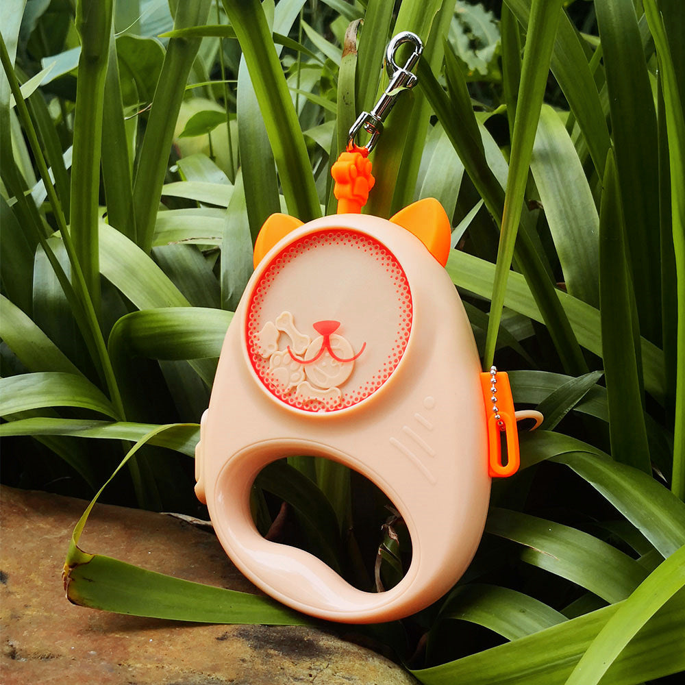 Retractable pet leash for small dogs and cats during outdoor walks