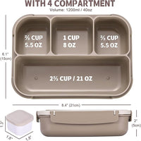 Meal Prep Bento Box with 4 Compartments and Cutlery
